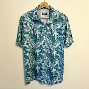 Waggle Chameleon Tropical Floral Short Sleeve Performance Golf Polo – Medium